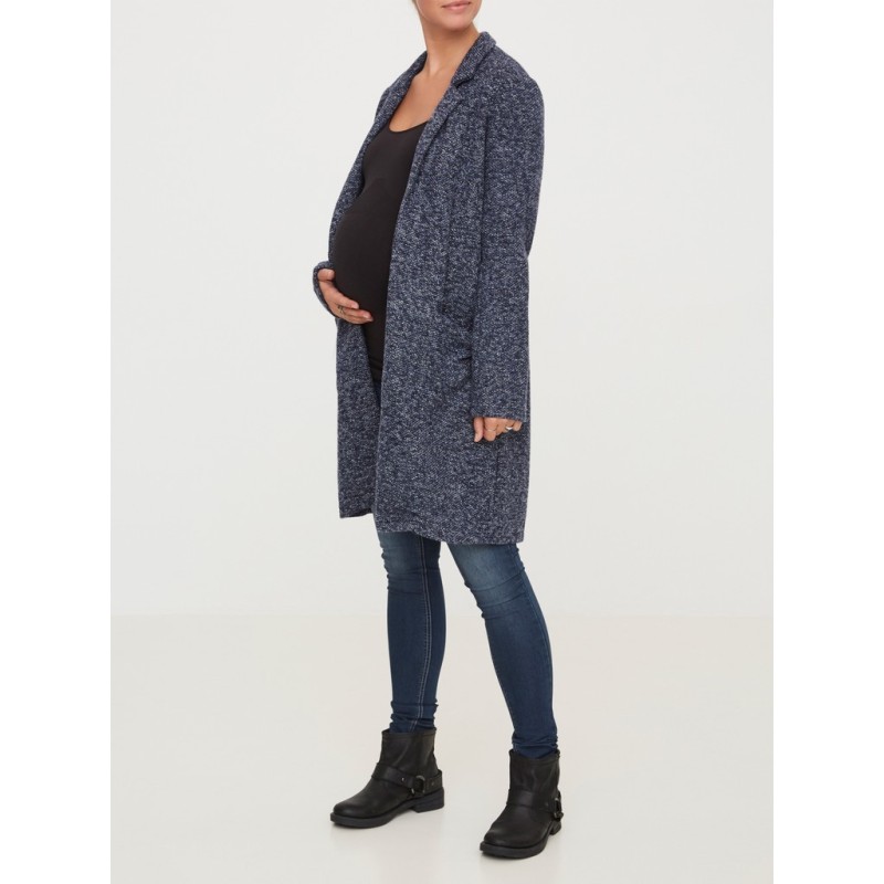 Mamalicious Zwangerschapsmantel Reverskraag Blauw S tem XL