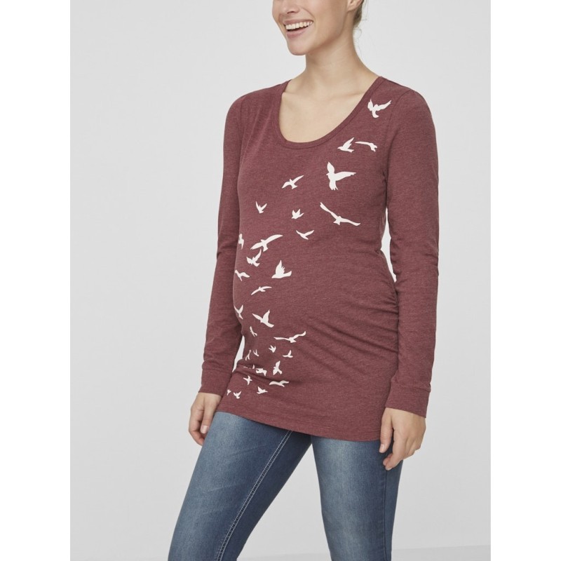 Mamalicious Zwangerschapstop Vogelprint Rood S